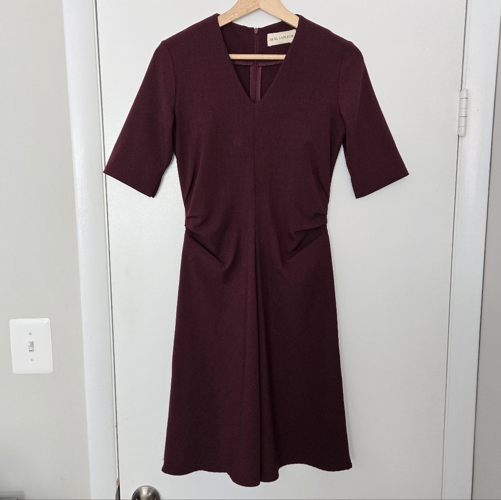 MM LaFleur Burgundy A-line Caroline Dress Size 2